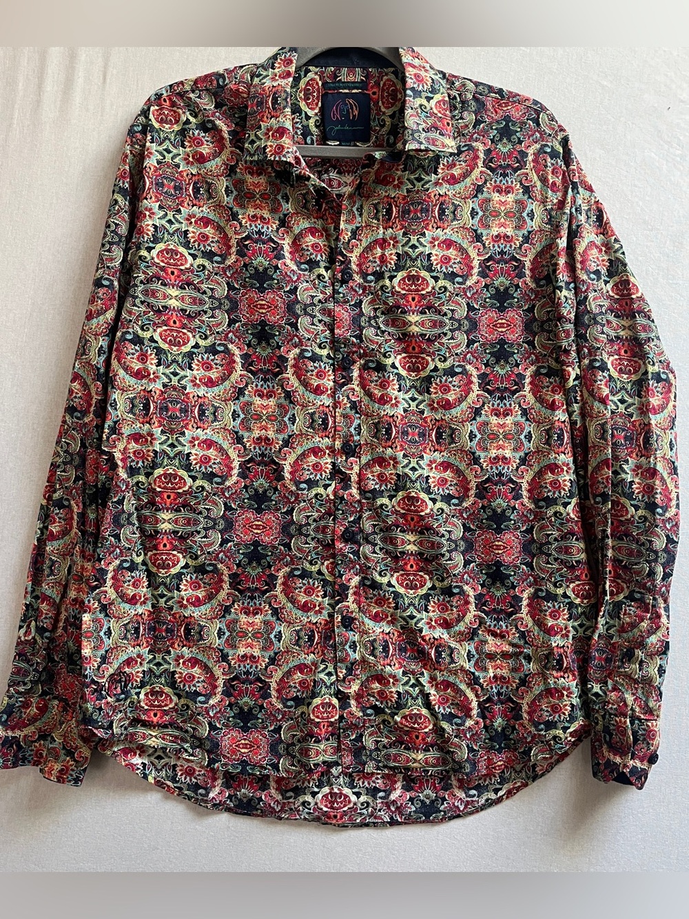 John Lennon Medium Stretch Cotton Floral Paisley Long Sleeve Button Up Shirt